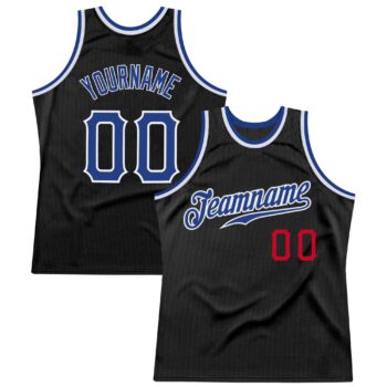 Custom Black Royal Red Authentic Throwback Basketball Jersey