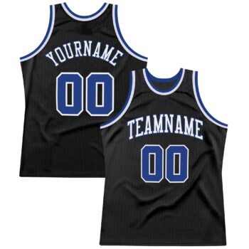 Custom Black Royal White Authentic Throwback Basketball Jersey