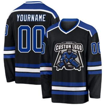 Custom Black Royal White Hockey Jersey