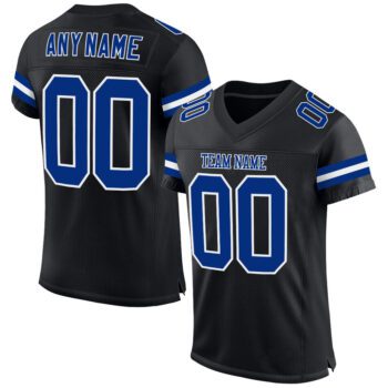 Custom Black Royal White Mesh Authentic Football Jersey