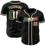 Custom Black Vintage Mexican Flag City Cream Authentic Baseball Jersey