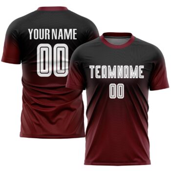 Custom Black White Crimson Sublimation Fade Fashion Soccer Uniform Jersey