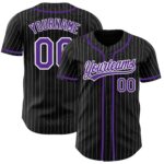 Custom Black White Pinstripe Purple Authentic Baseball Jersey