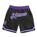 Custom Black White Pinstripe Purple White Authentic Basketball Shorts
