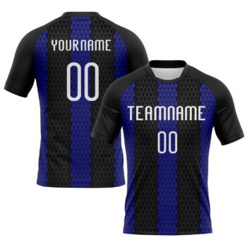 Custom Black White Royal Geometric Shape Sublimation Volleyball Uniform Jersey