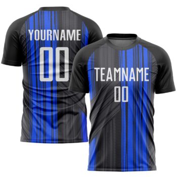 Custom Black White Royal Sublimation Soccer Uniform Jersey