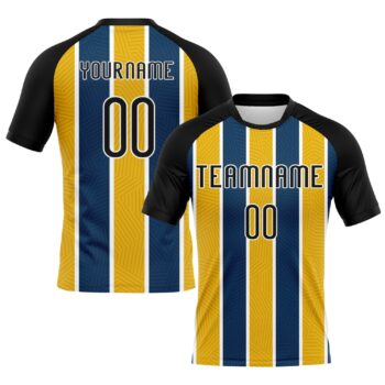 Custom Black Yellow Royal Lines Sublimation Volleyball Uniform Jersey