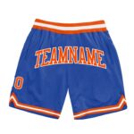 Custom Blue Orange White Authentic Throwback Basketball Shorts
