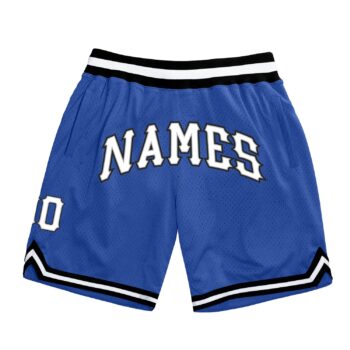 Custom Blue White Black Authentic Throwback Basketball Shorts
