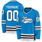 Custom Blue White Black Hockey Jersey