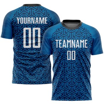 Custom Blue White Black Sublimation Soccer Uniform Jersey