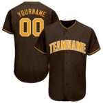 Custom Brown Gold White Baseball Jersey