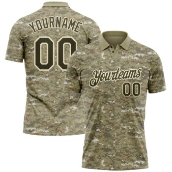 Custom Camo Olive Cream Performance Salute To Service Golf Polo Shirt