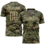 Custom Camo Vegas Gold Olive Sublimation Salute To Service Soccer Uniform Jersey