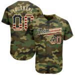 Custom Camo Vintage Usa Flag Cream Authentic Salute To Service Baseball Jersey
