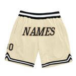 Custom Cream Black Old Gold Authentic Throwback Basketball Shorts