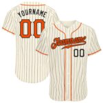 Custom Cream Black Pinstripe Orange Black Authentic Baseball Jersey
