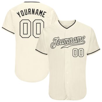 Custom Cream Cream Black Authentic Baseball Jersey