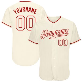 Custom Cream Cream Red Authentic Baseball Jersey