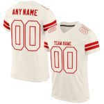 Custom Cream Cream Red Mesh Authentic Football Jersey