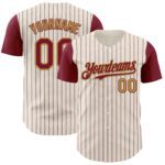 Custom Cream Crimson Pinstripe Old Gold Authentic Two Tone Baseball Jersey