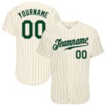Custom Cream Gray Pinstripe Green Gray Authentic Baseball Jersey