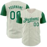 Custom Cream Kelly Green Pinstripe Kelly Green Authentic Two Tone Baseball Jersey