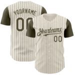 Custom Cream Olive Pinstripe Olive Authentic Two Tone Baseball Jersey