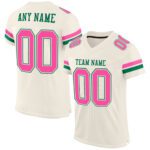 Custom Cream Pink Kelly Green Mesh Authentic Football Jersey