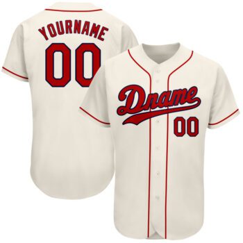 Custom Cream Red Navy Authentic Baseball Jersey