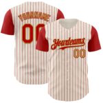 Custom Cream Red Pinstripe Old Gold Authentic Two Tone Baseball Jersey