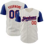 Custom Cream Royal Pinstripe Red Authentic Two Tone Baseball Jersey