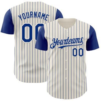 Custom Cream Royal Pinstripe Royal Authentic Two Tone Baseball Jersey