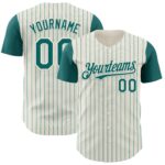 Custom Cream Teal Pinstripe Teal Authentic Two Tone Baseball Jersey