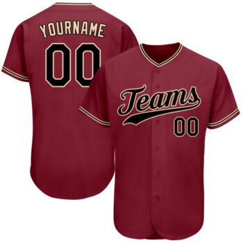 Custom Crimson Black City Cream Authentic Baseball Jersey