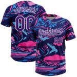 Custom Figure Purple Navy Pink 3d Pattern Two Button Unisex Softball Jersey