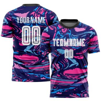 Custom Figure White Pink Sublimation Soccer Uniform Jersey