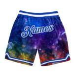 Custom Galactic Royal White 3d Authentic Basketball Shorts