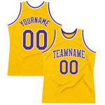 Custom Gold Purple White Authentic Throwback Basketball Jersey