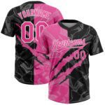 Custom Graffiti Pattern Pink Black 3d Two Button Unisex Softball Jersey