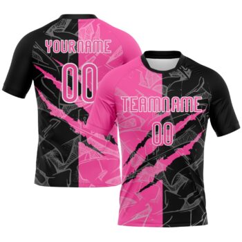 Custom Graffiti Pattern Pink Black Scratch Sublimation Volleyball Uniform Jersey