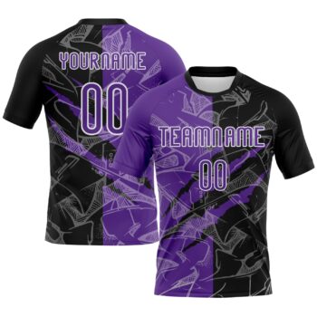 Custom Graffiti Pattern Purple Black Scratch Sublimation Volleyball Uniform Jersey