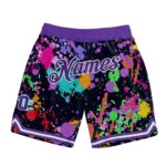 Custom Graffiti Pattern Purple White 3d Splashes Authentic Basketball Shorts