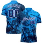 Custom Graffiti Pattern Royal White 3d Performance Golf Polo Shirt