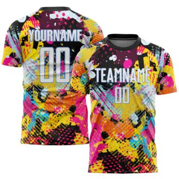 Custom Graffiti Pattern White Light Blue Sublimation Soccer Uniform Jersey