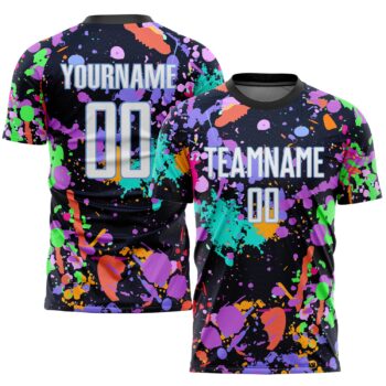 Custom Graffiti Pattern White Light Blue Sublimation Soccer Uniform Jersey