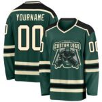 Custom Green Cream Black Hockey Jersey
