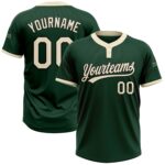 Custom Green Cream Black Two Button Unisex Softball Jersey