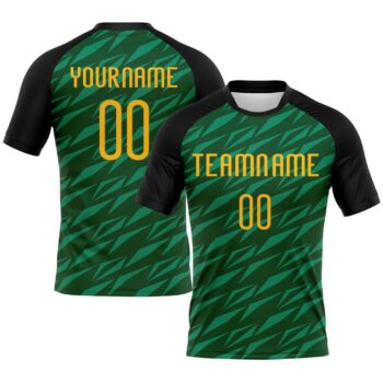 Custom Green Gold Black Geometric Shape Sublimation Volleyball Uniform Jersey