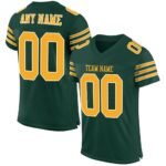 Custom Green Gold White Mesh Authentic Football Jersey
